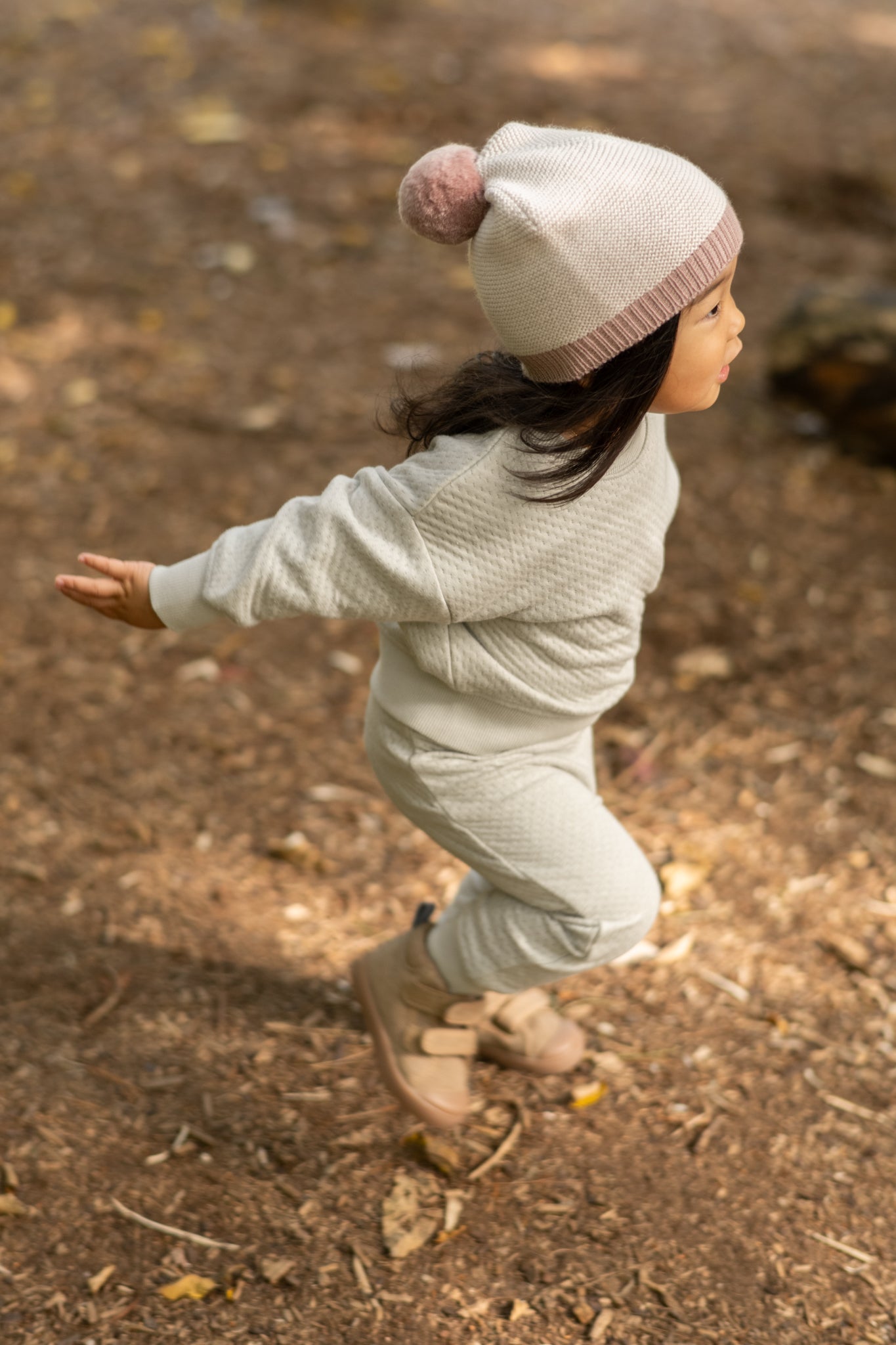 Toddler Wool Knit Hat - Natural - Rose