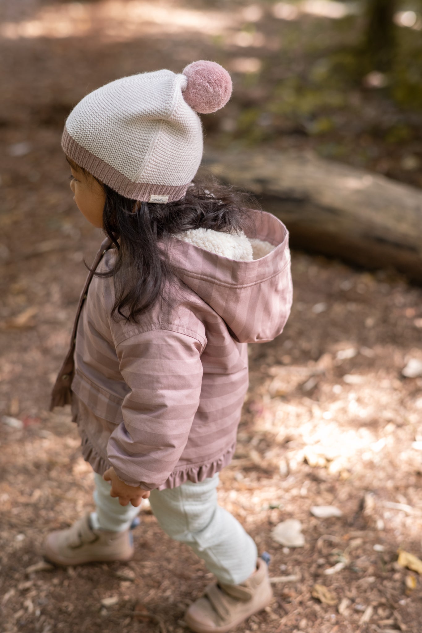 Toddler Wool Knit Hat - Natural - Rose