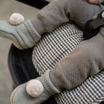 Wool Knit Pom Pom Bootie - Sage