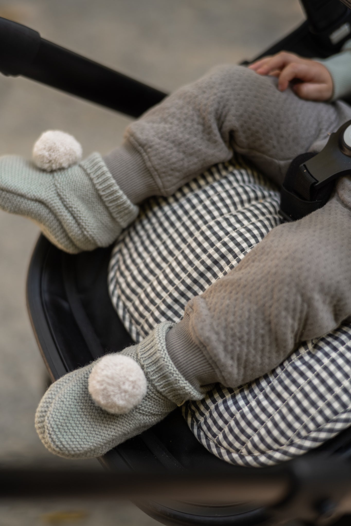 Wool Knit Pom Pom Bootie - Sage