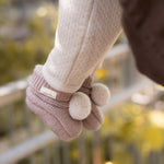 Wool Knit Pom Pom Bootie - Rose