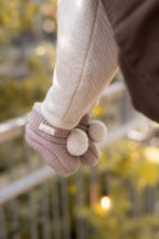 wool knit pom bootie rose