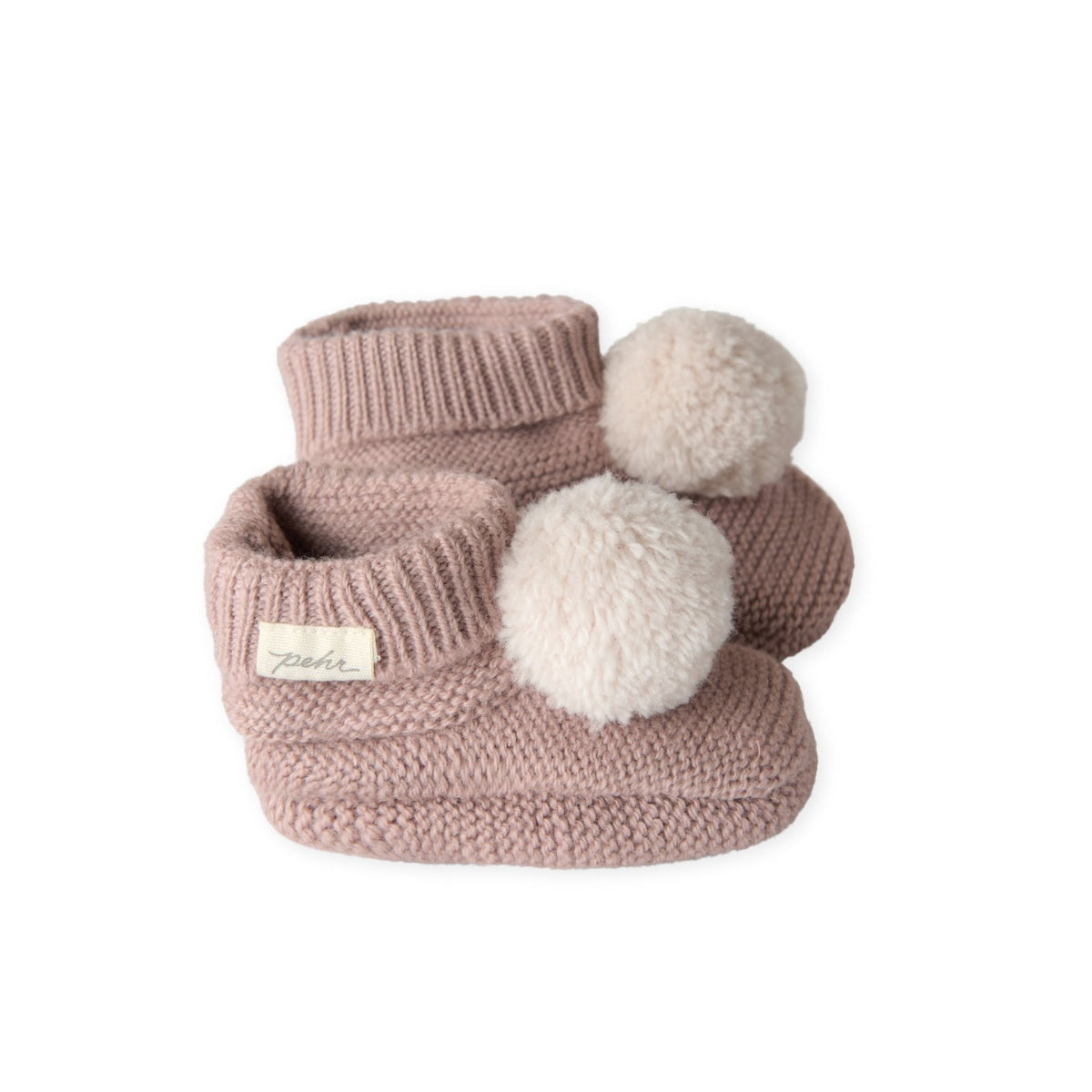 wool knit pom bootie rose