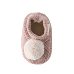 Wool Knit Pom Pom Bootie - Rose