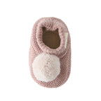wool knit pom bootie rose