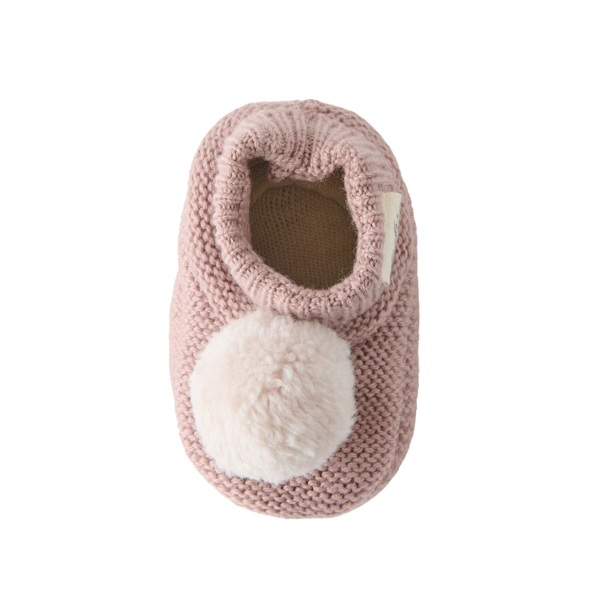 wool knit pom bootie rose