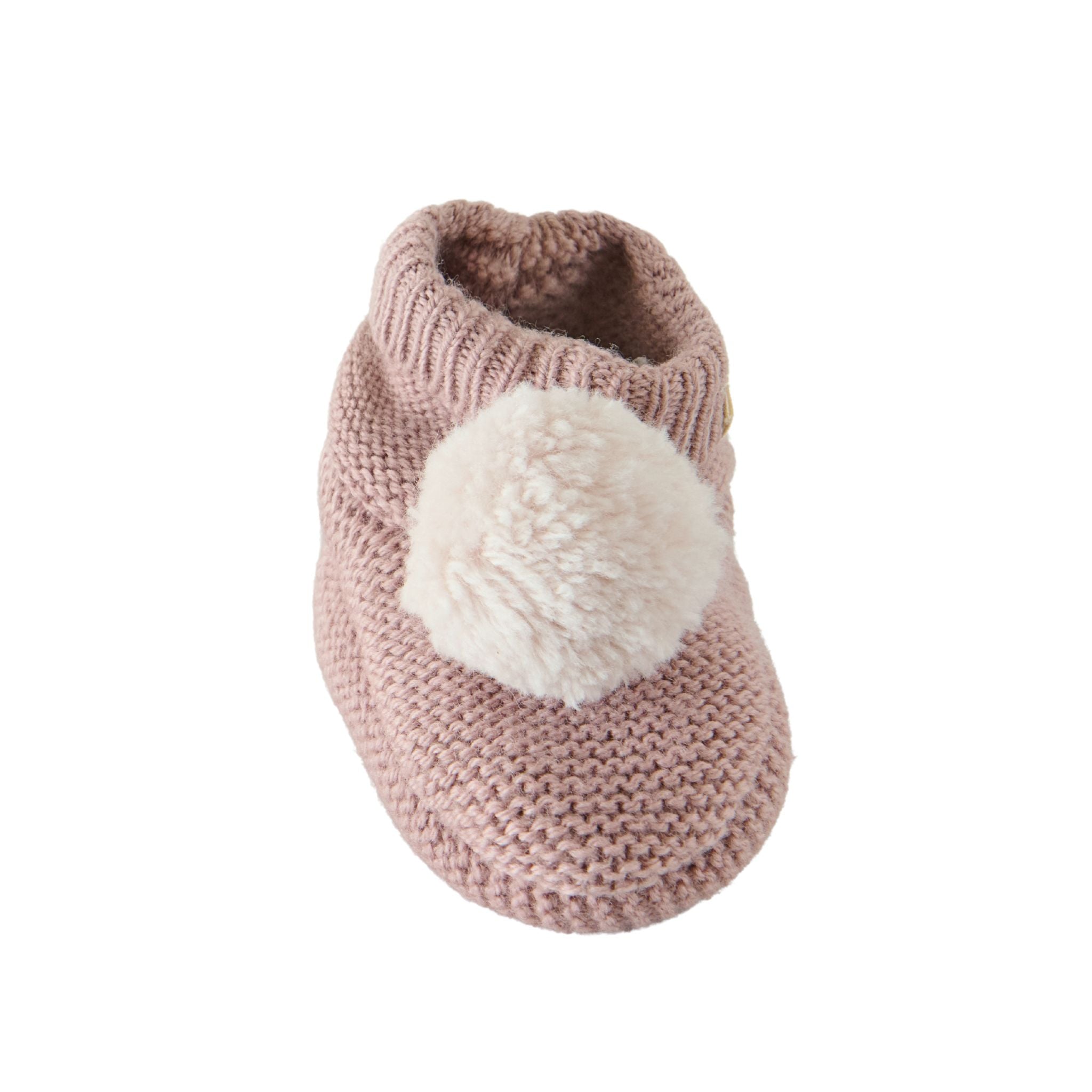 Wool Knit Pom Pom Bootie - Rose