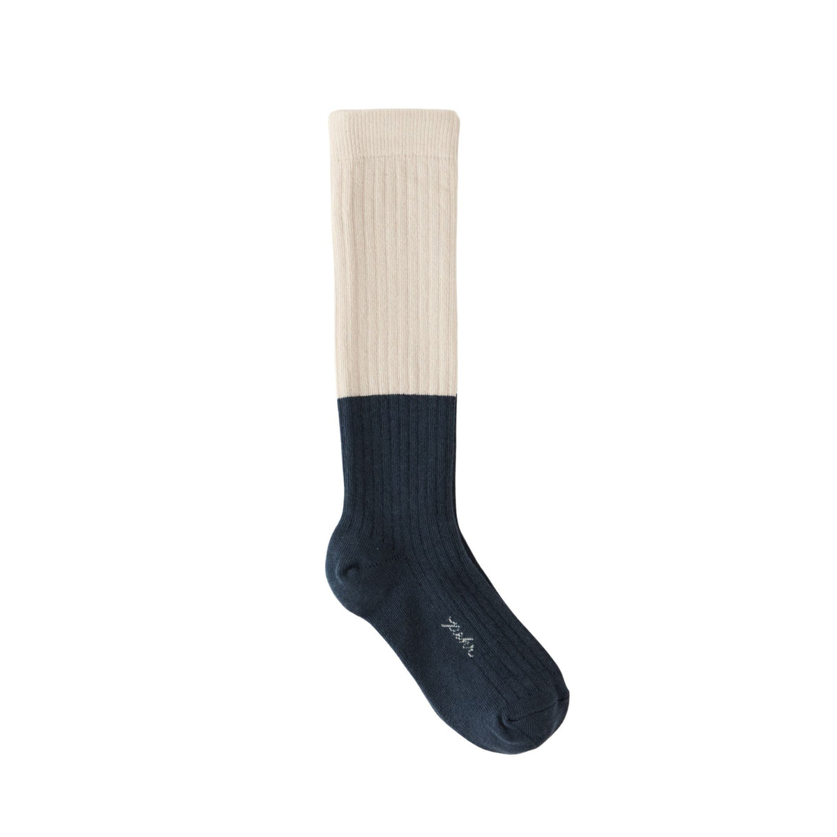 knee length socks ink w natural in blues pattern