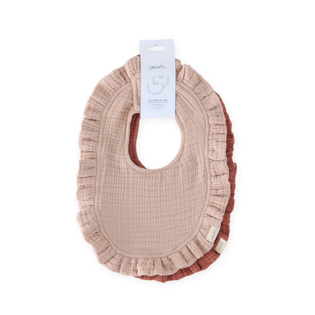 baby muslin ruffle bib set of 2 fawn & sienna