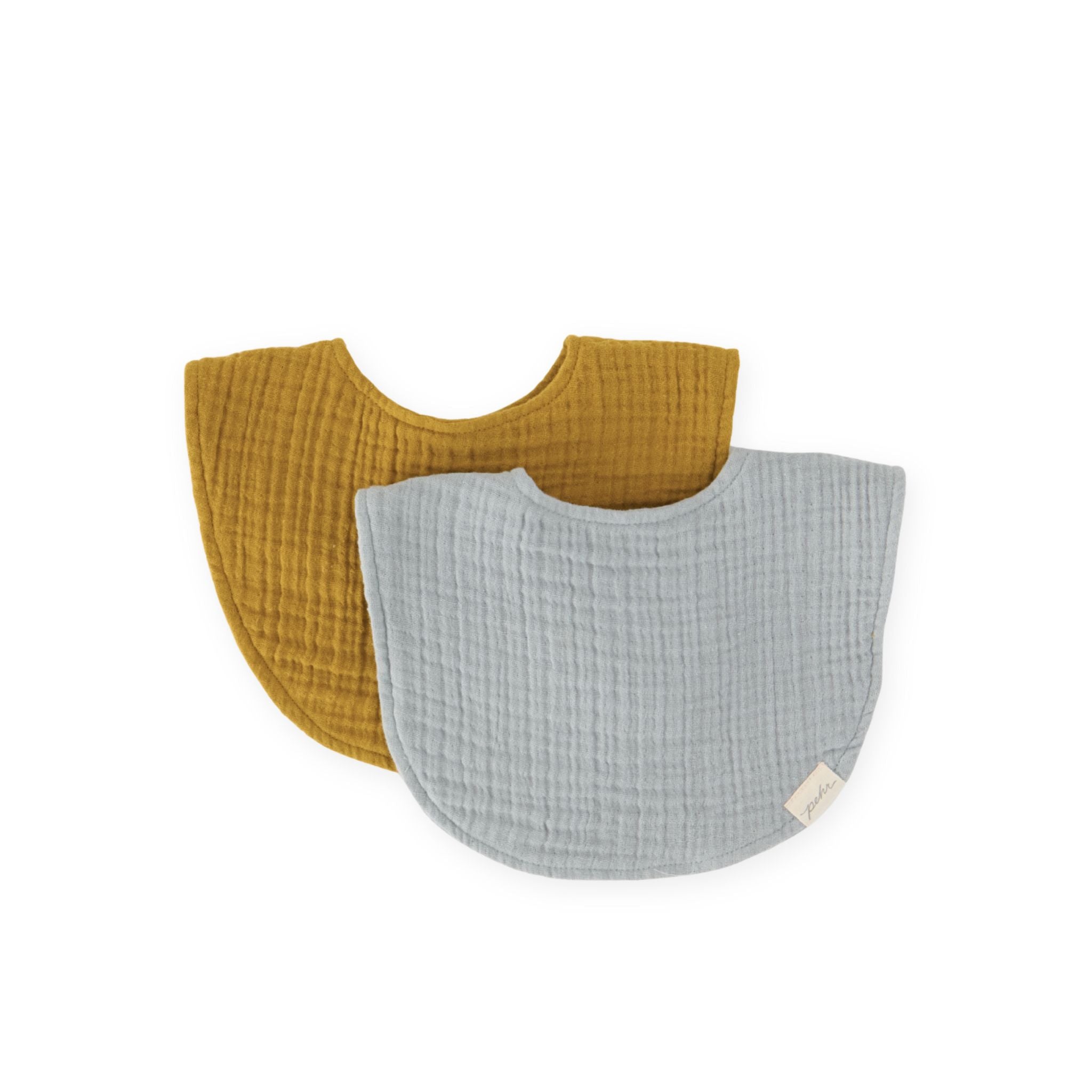 baby muslin bib set of 2 dijon & puddle in yellows pattern