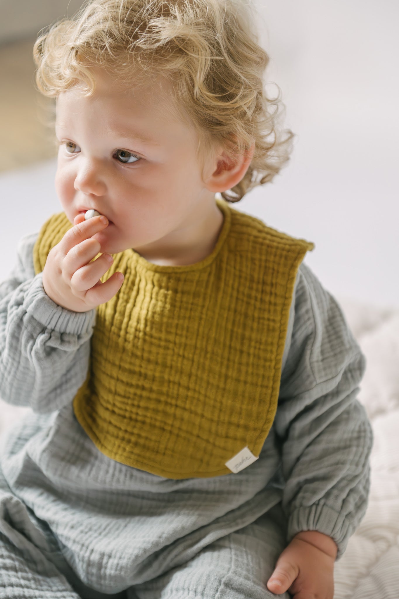 baby muslin bib set of 2 dijon & puddle