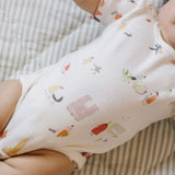 Short Sleeve Shoulder Snap One-Piece - Explore the World