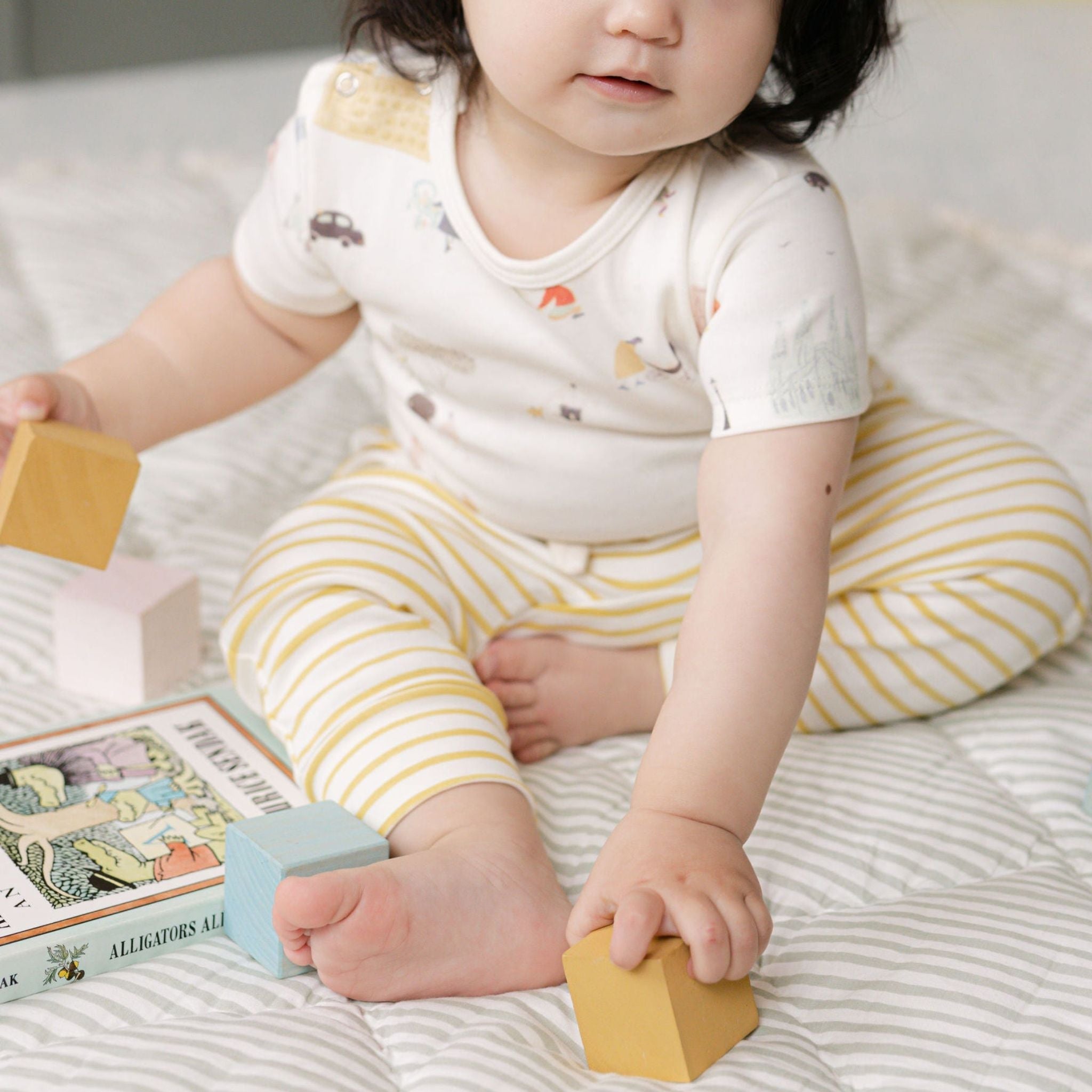 Short Sleeve Shoulder Snap One-Piece - Explore the World