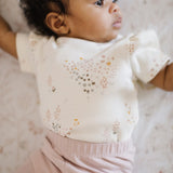 Short Sleeve Puff One-Piece - Flower Patch