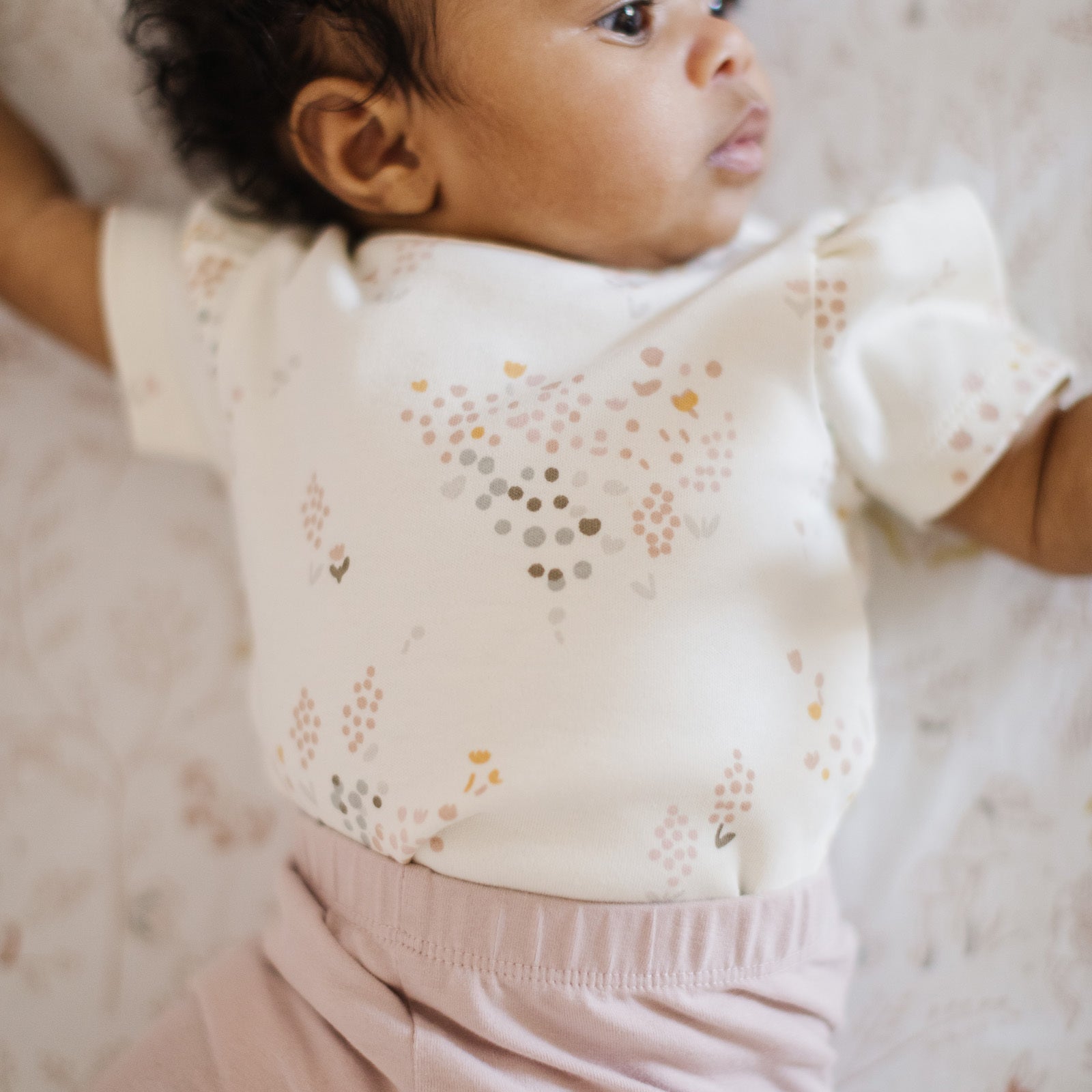 Short Sleeve Puff One-Piece - Flower Patch