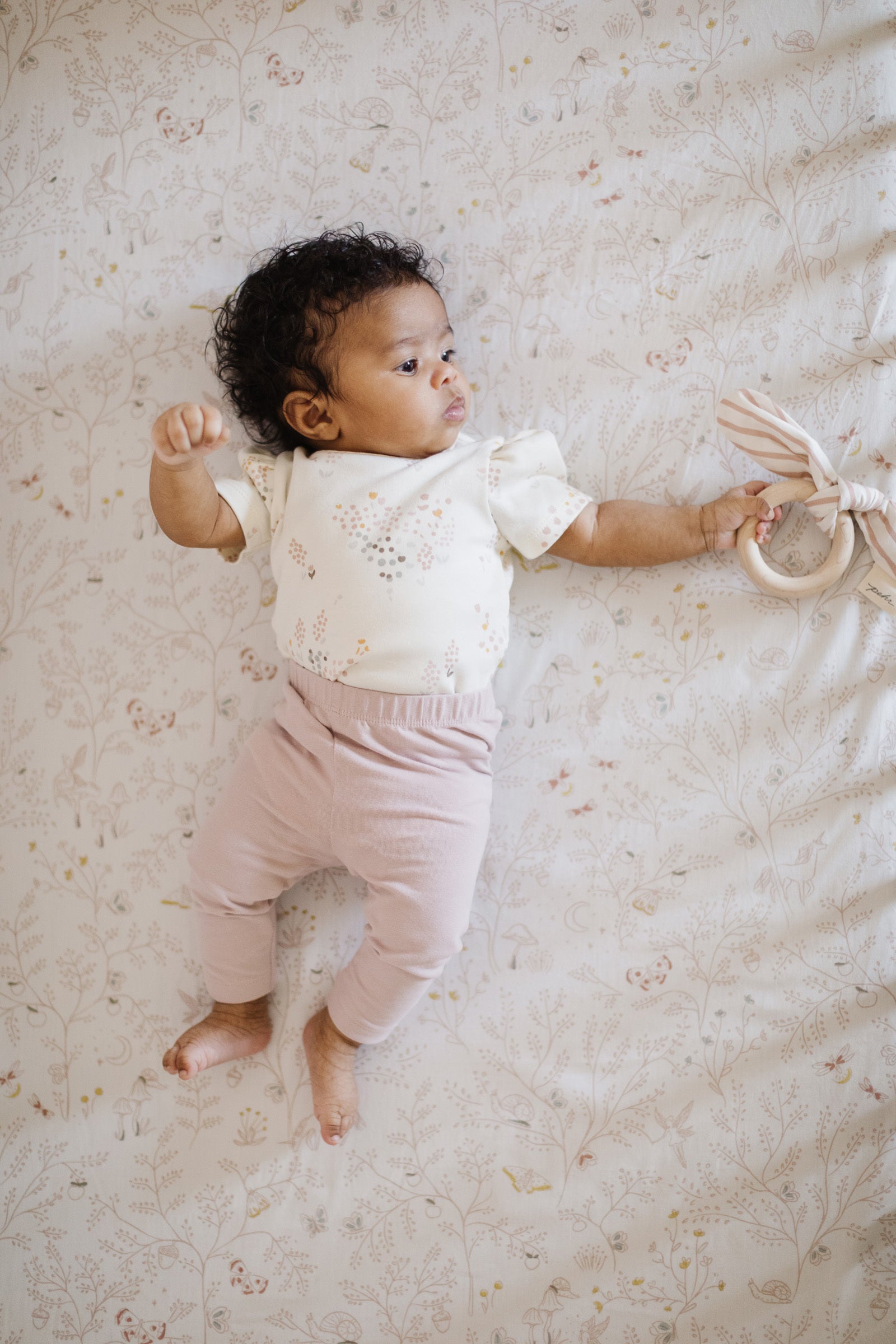 Short Sleeve Puff One-Piece - Flower Patch