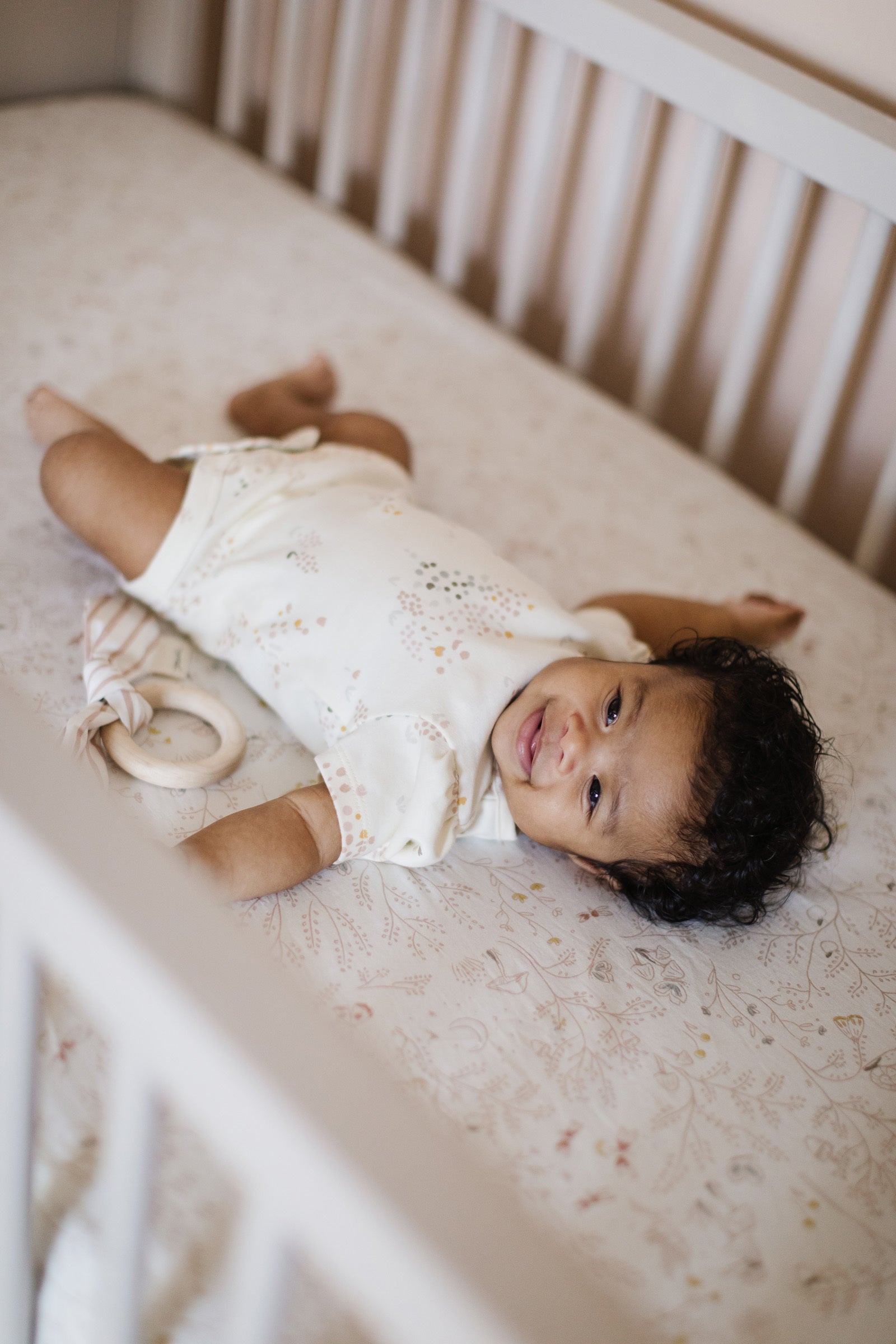 Short Sleeve Puff One-Piece - Flower Patch