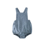 chambray criss cross one piece in blues pattern