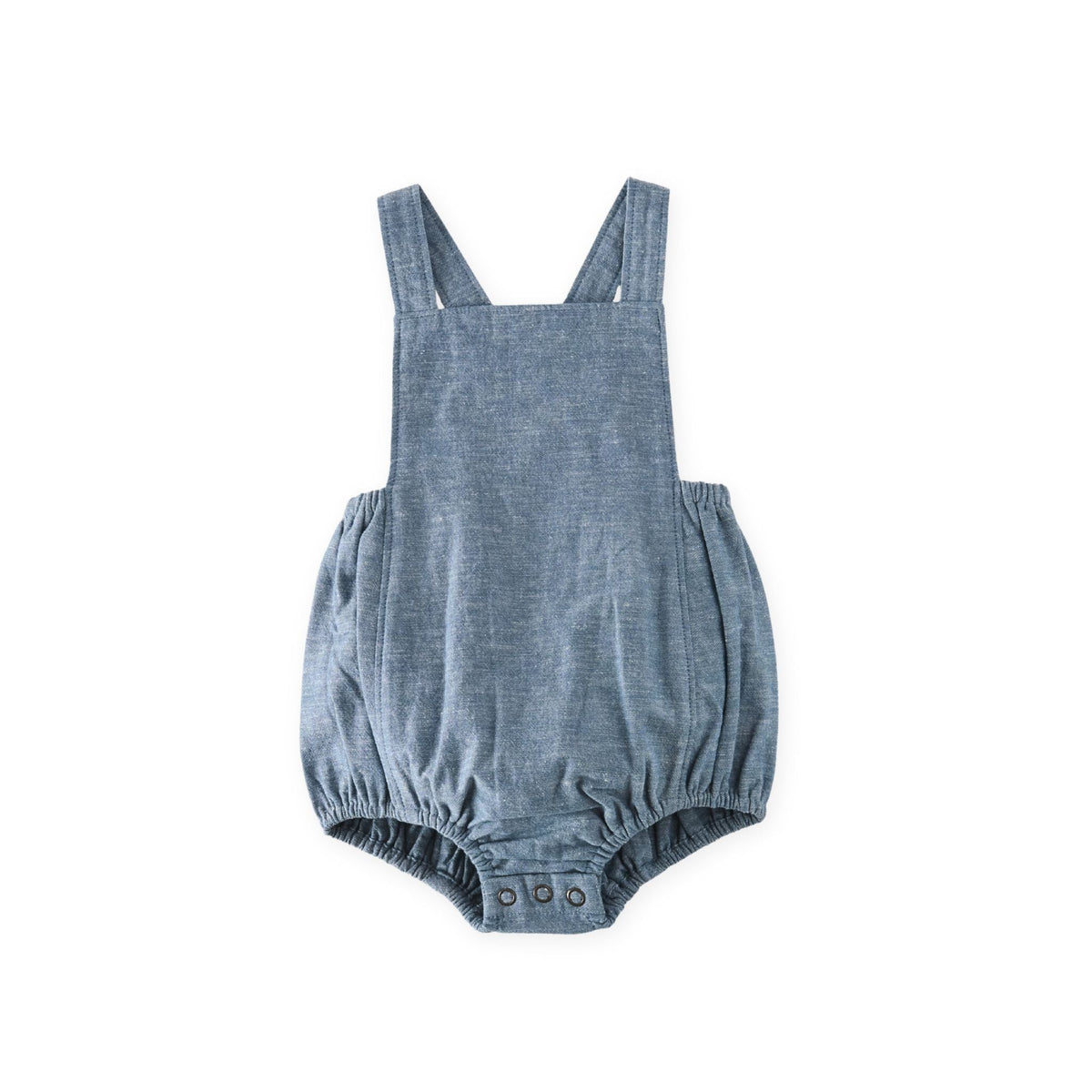 chambray criss cross one piece in blues pattern