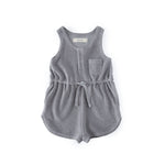 Classic Terry Drawstring Romper - Puddle