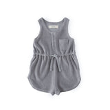 Classic Terry Drawstring Romper - Puddle