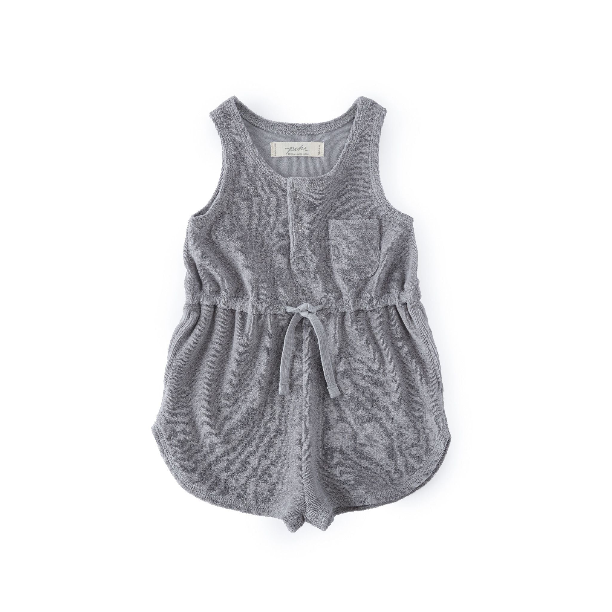 Classic Terry Drawstring Romper - Puddle