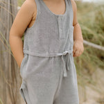 Classic Terry Drawstring Romper - Puddle