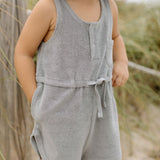 Classic Terry Drawstring Romper - Puddle