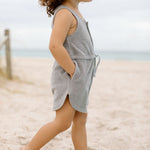 Classic Terry Drawstring Romper - Puddle