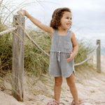 Classic Terry Drawstring Romper - Puddle