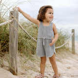 Classic Terry Drawstring Romper - Puddle