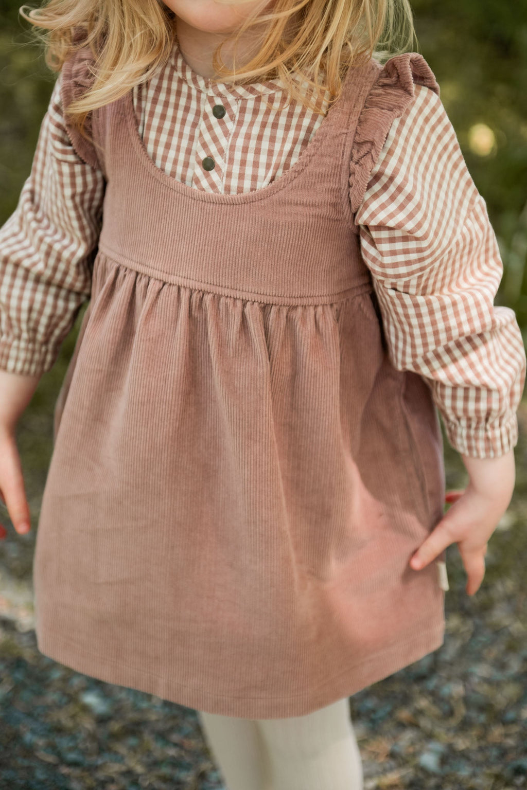 gingham long sleeve one piece thistle