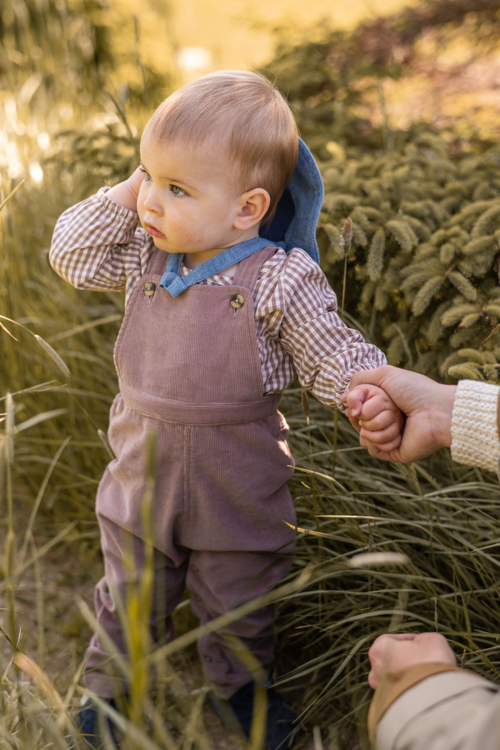 gingham long sleeve one piece thistle