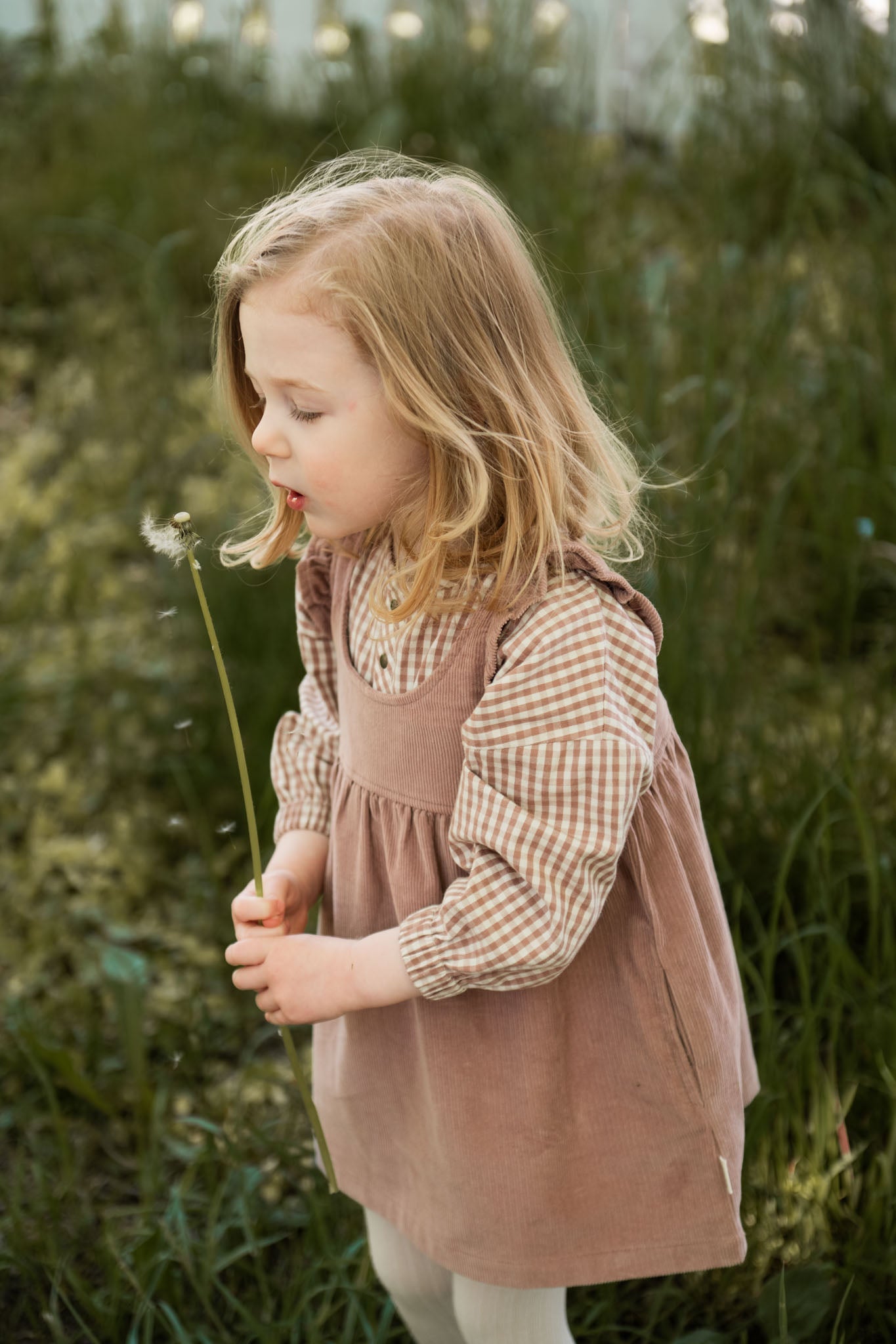 Gingham Long Sleeve One-Piece - Thistle
