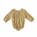 gingham long sleeve one piece dijon in yellows pattern