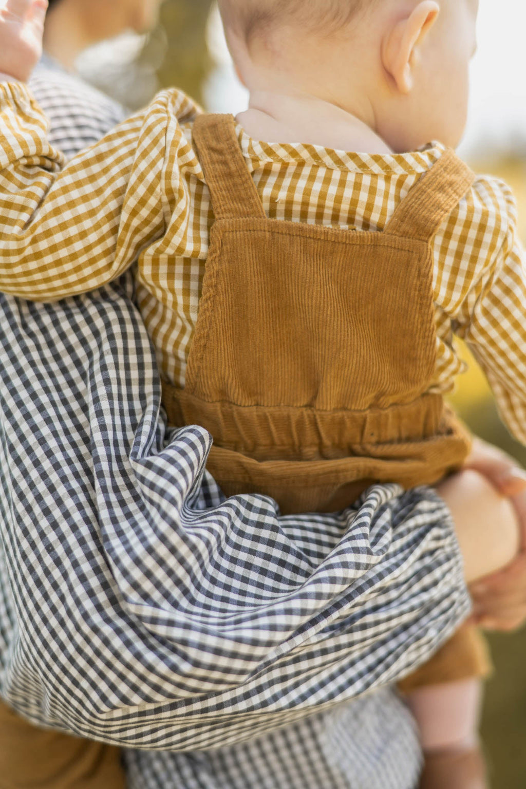 gingham long sleeve one piece dijon