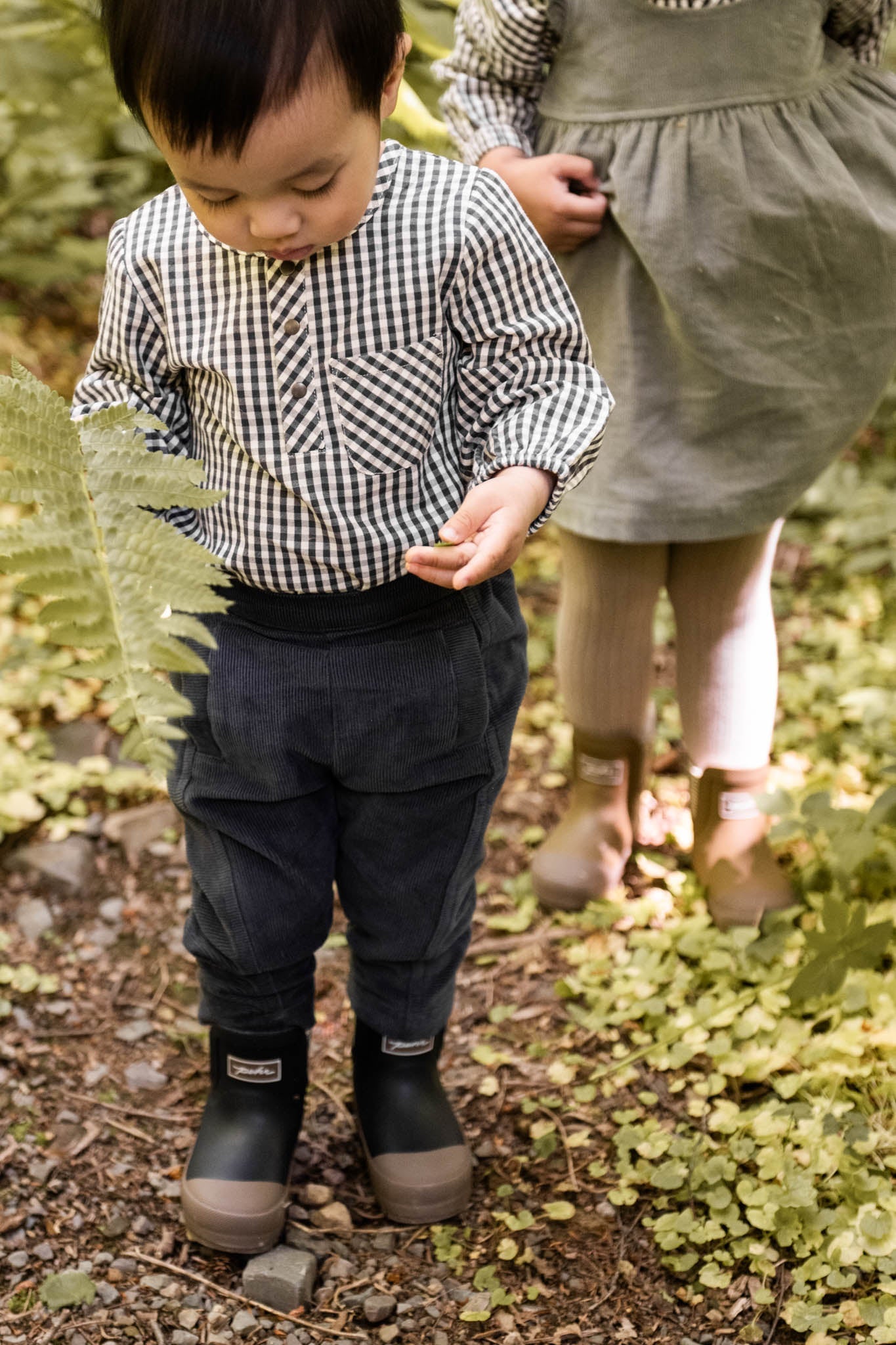 Gingham Long Sleeve One-Piece - Indigo