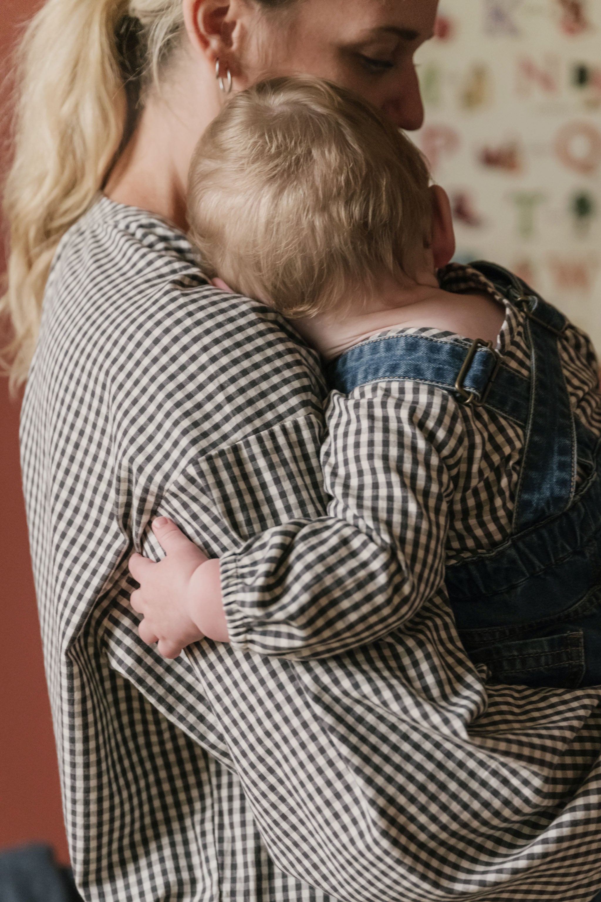 Gingham Long Sleeve One-Piece - Indigo