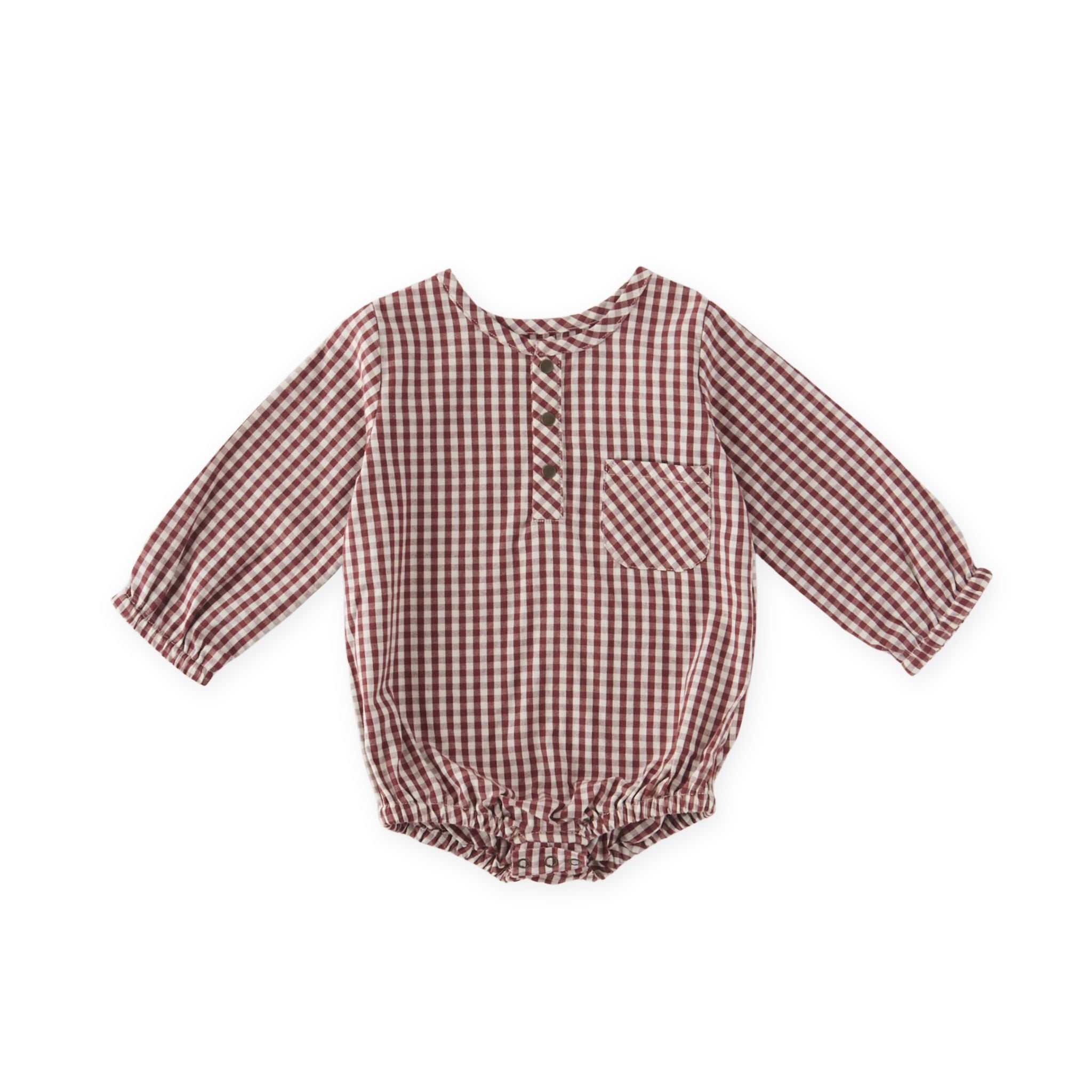 Gingham Long Sleeve One-Piece - Mulberry