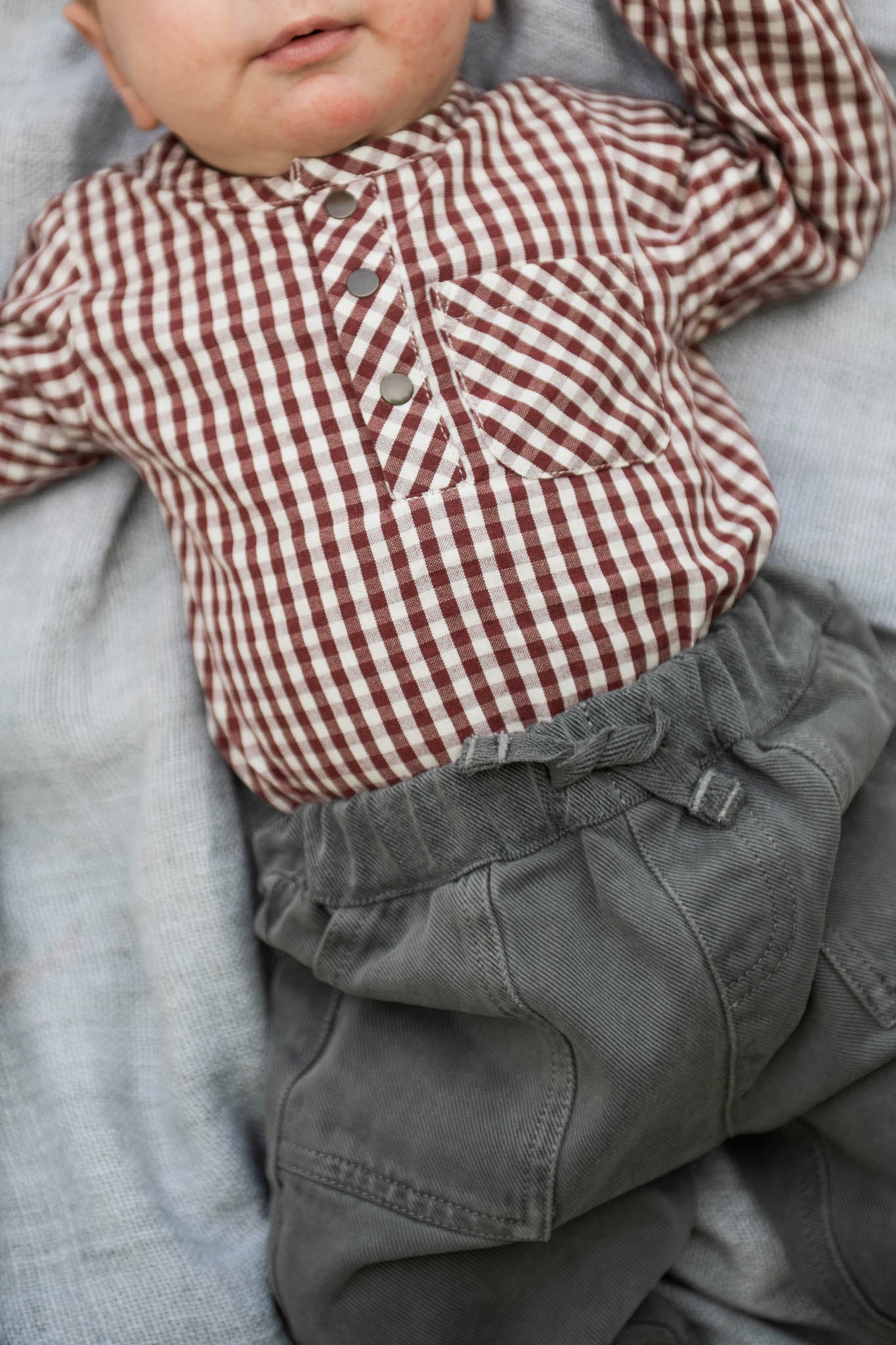 Gingham Long Sleeve One-Piece - Mulberry