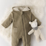 Teddy Fleece Baby Suit - Moss
