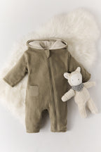 baby teddy fleece baby suit moss