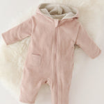 Teddy Fleece Baby Suit - Rose Pink