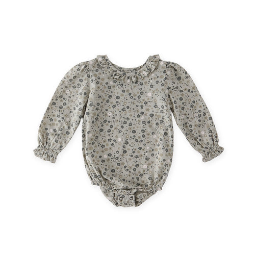 woven flutter neck one piece forget me not in greens pattern