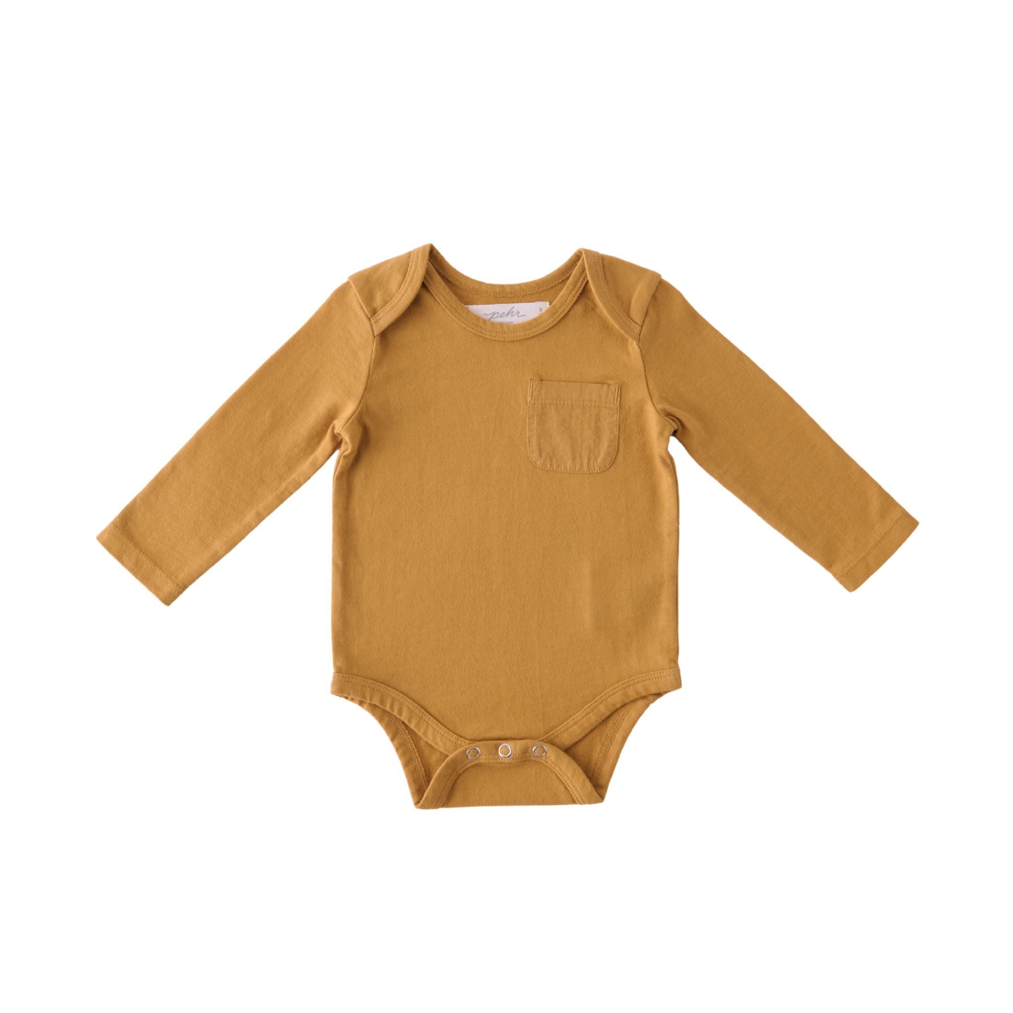 garment dye long sleeve one piece caramel in yellows pattern