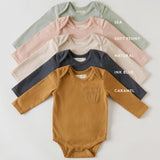 garment dye long sleeve one piece caramel