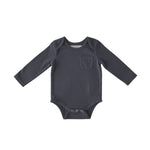 garment dye long sleeve one piece ink blue in blues pattern