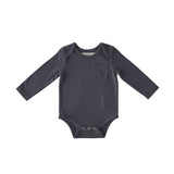 garment dye long sleeve one piece ink blue in blues pattern