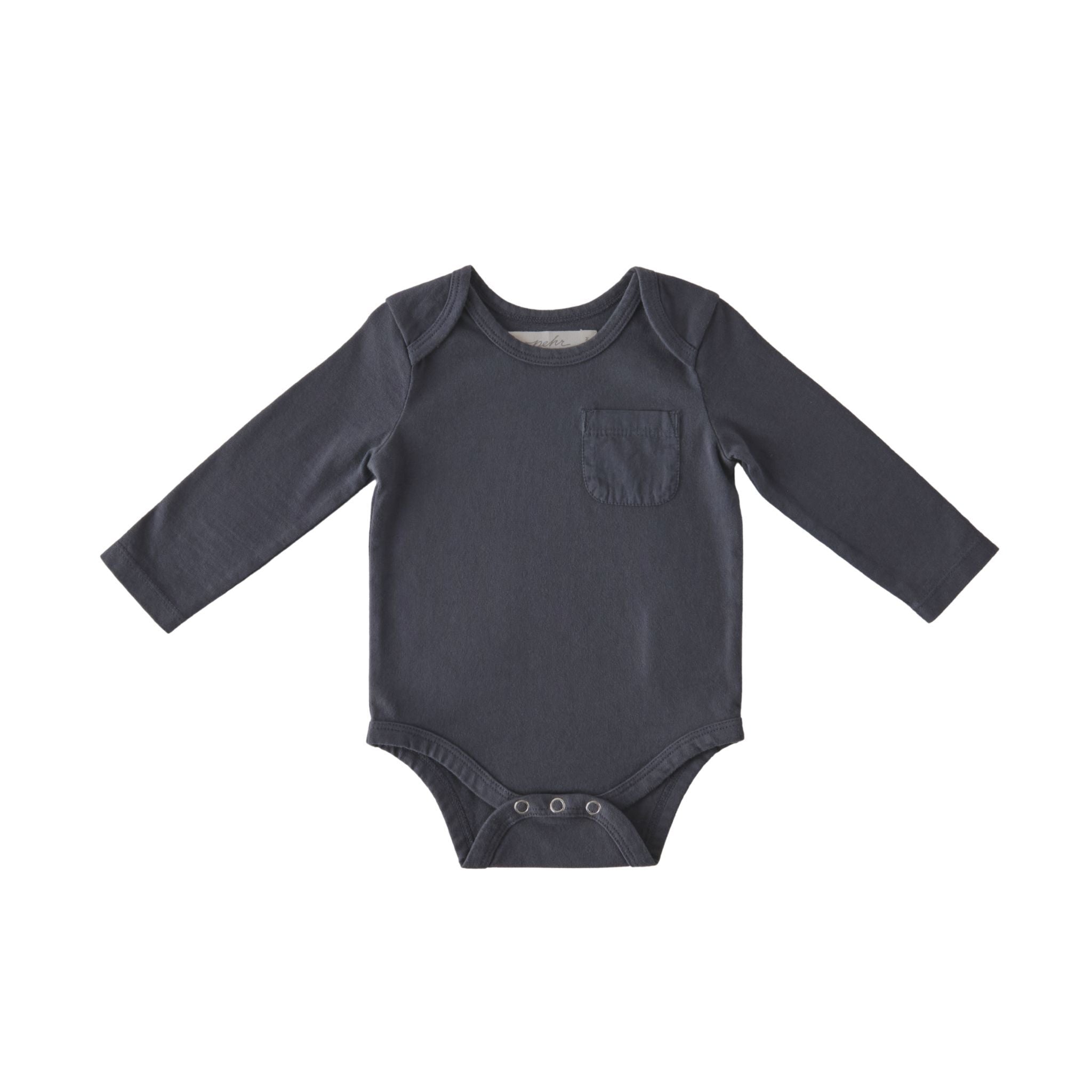 garment dye long sleeve one piece ink blue in blues pattern