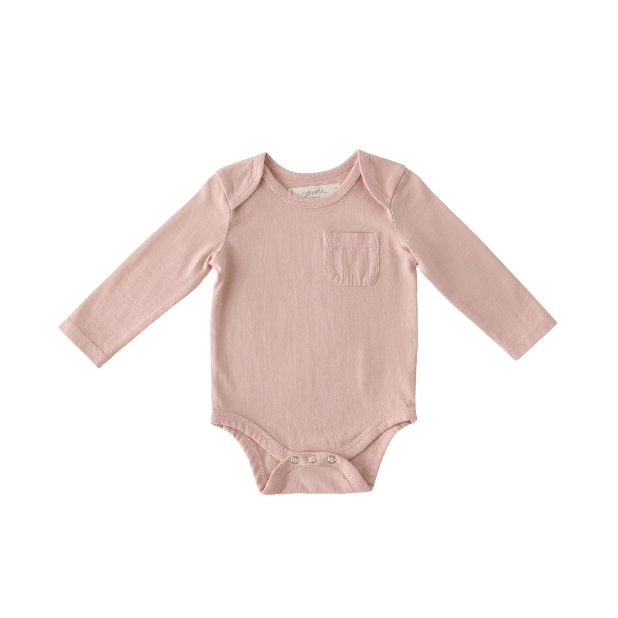 garment dye long sleeve one piece soft peony in pinks pattern